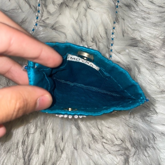 Y2k beaded bag mini beaded bag vintage beaded bag moyna bag Blue travel purse - Picture 11 of 13